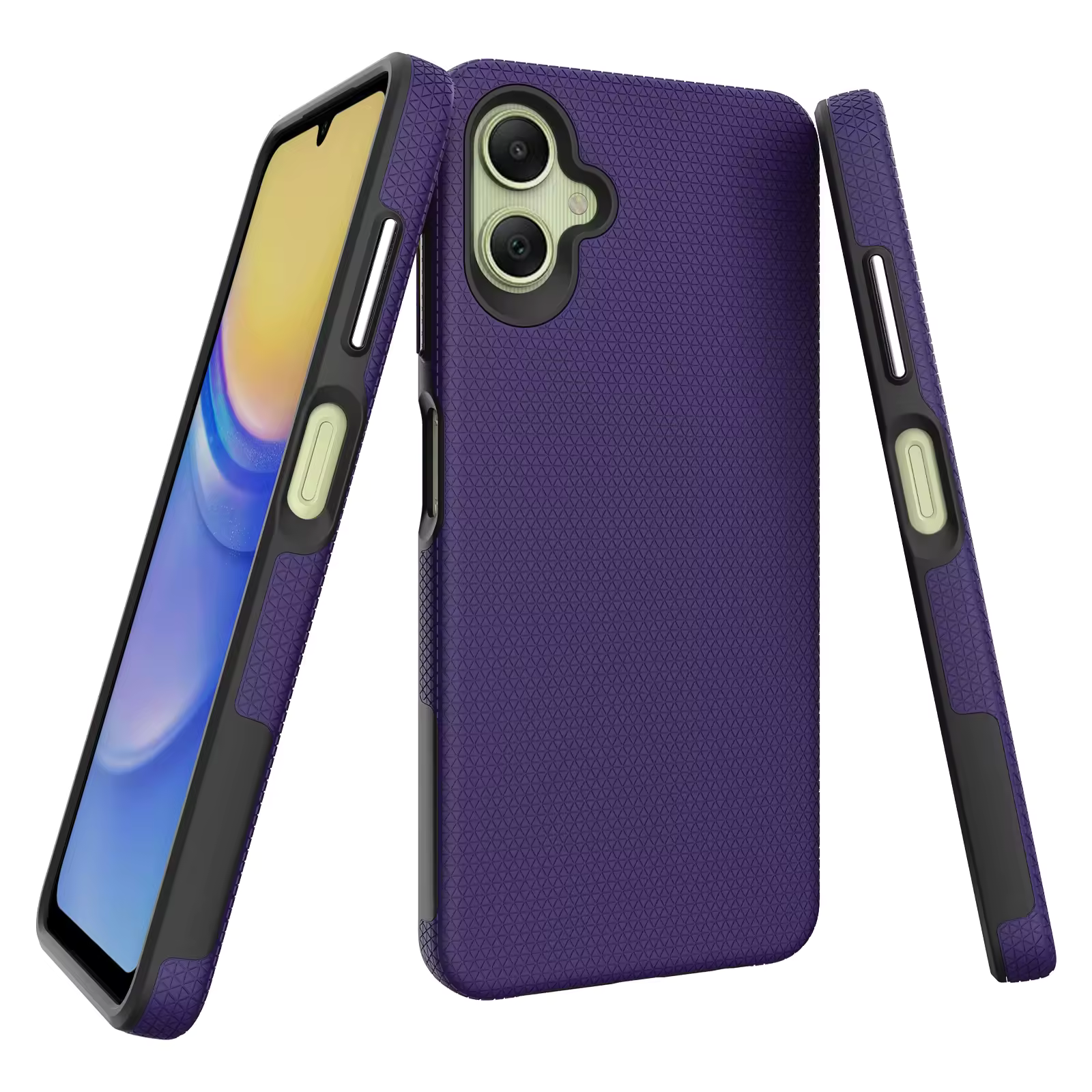 Triangle Shockproof Case With Anti Slip Grains for Samsung Galaxy A05 – Deep Purple